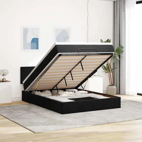 Gossi cadru de pat otoman cu saltea neagra 140x190cm catifea