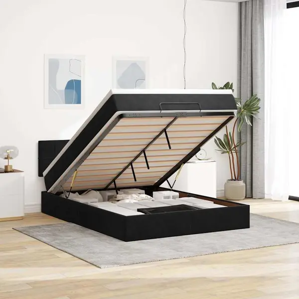 Gossi cadru de pat otoman cu saltea neagra 140x190cm catifea