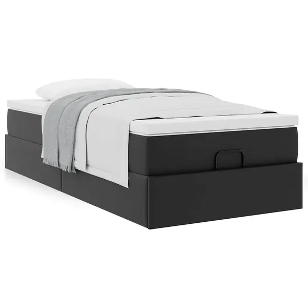 Gossi cadru de pat otoman cu saltea neagra 80x200cm piele artificiala