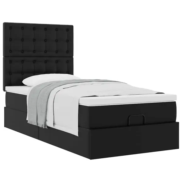 Gossi cadru de pat otoman cu saltea neagra 90x200cm piele artificiala
