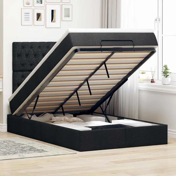 Gossi cadru de pat otoman cu saltea negru 120x190 cm tesatura