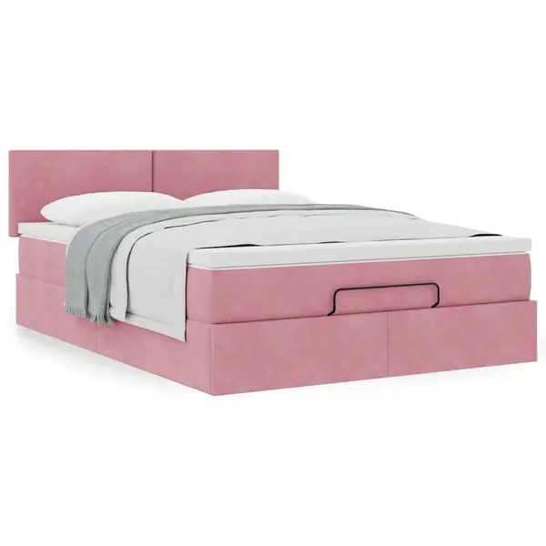 Gossi cadru de pat otoman cu saltea roz 140x190cm catifea