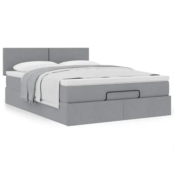 Gossi cadru de pat otoman cu saltea tesatura gri deschis 140x190cm