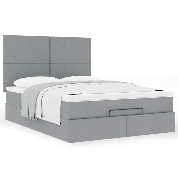 Gossi cadru de pat otoman cu saltea tesatura gri deschis 140x190cm