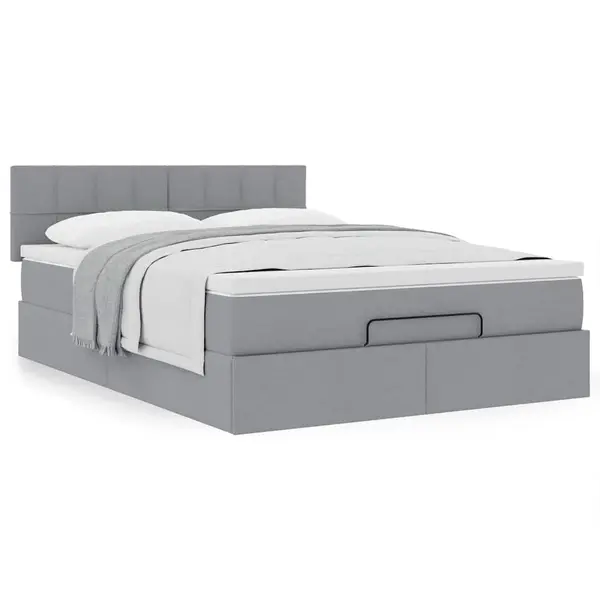 Gossi cadru de pat otoman cu saltea tesatura gri deschis 140x190cm