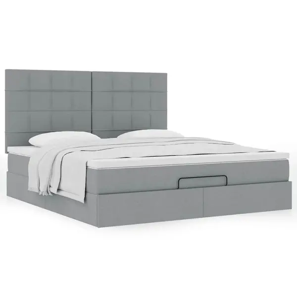 Gossi cadru de pat otoman cu saltea tesatura gri deschis 160x200cm