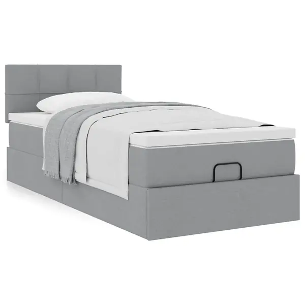 Gossi cadru de pat otoman cu saltea tesatura gri deschis 80x200cm