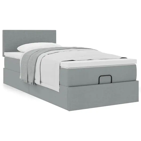Gossi cadru de pat otoman cu saltea tesatura gri deschis 90x190cm