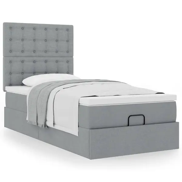 Gossi cadru de pat otoman cu saltea tesatura gri deschis 90x190cm