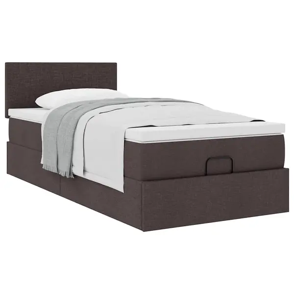 Gossi cadru de pat otoman cu saltea tesatura maro inchis 100x200 cm