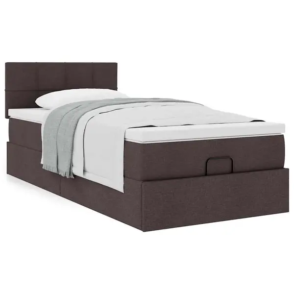 Gossi cadru de pat otoman cu saltea tesatura maro inchis 100x200 cm