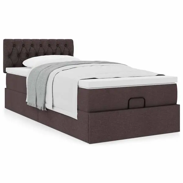Gossi cadru de pat otoman cu saltea tesatura maro inchis 100x200 cm