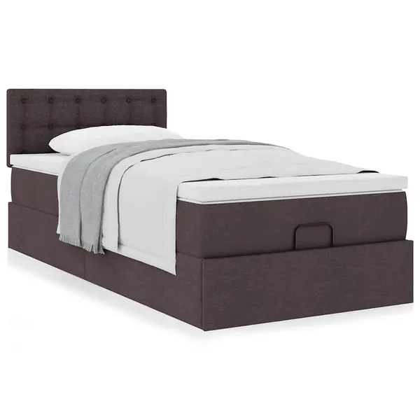 Gossi cadru de pat otoman cu saltea tesatura maro inchis 90x200 cm