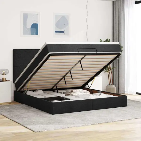 Gossi cadru de pat otoman cu saltea tesatura neagra 160x200cm