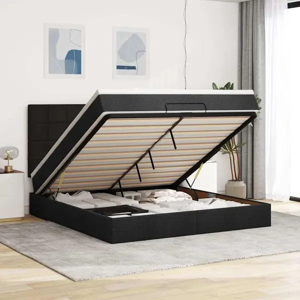 Gossi cadru de pat otoman cu saltea tesatura neagra 160x200cm