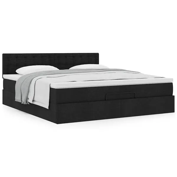 Gossi cadru de pat otoman cu saltea tesatura neagra 160x200cm