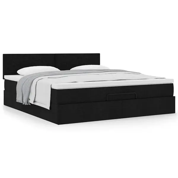Gossi cadru de pat otoman cu saltea tesatura neagra 180x200cm