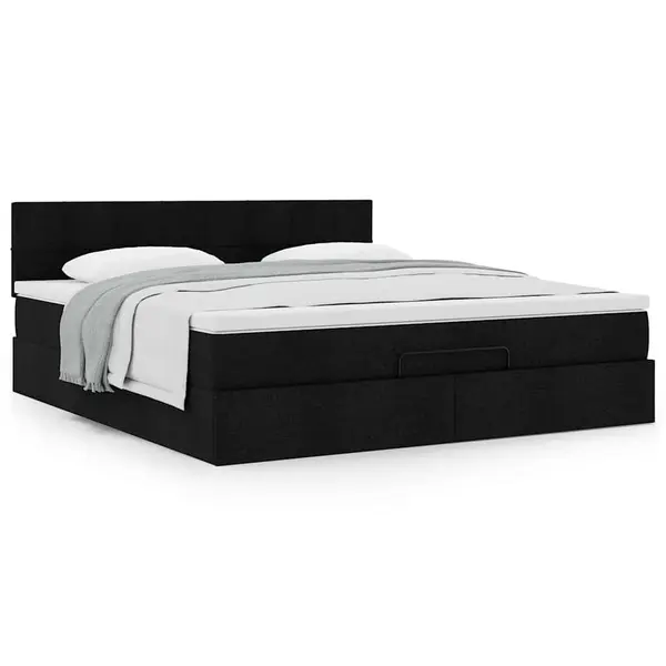 Gossi cadru de pat otoman cu saltea tesatura neagra 180x200cm