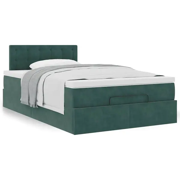 Gossi cadru de pat otoman cu saltea verde inchis 120x200cm catifea