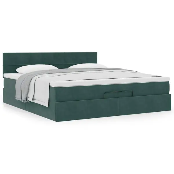Gossi cadru de pat otoman cu saltea verde inchis 180x200cm catifea