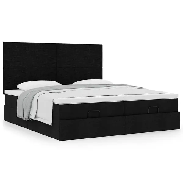 Gossi cadru de pat otoman cu saltele, material negru 180x200cm