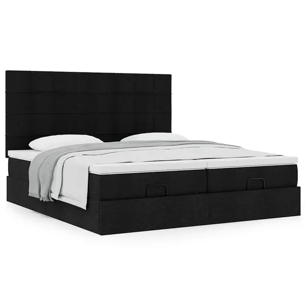Gossi cadru de pat otoman cu saltele, material negru 180x200cm