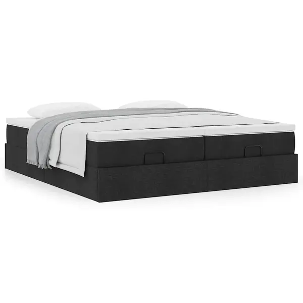 Gossi cadru de pat otoman cu saltele, material negru 180x200cm