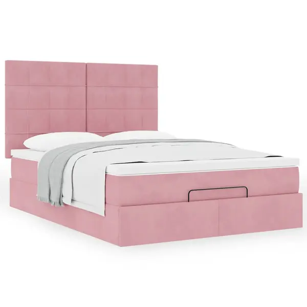 Gossi cadru de pat otoman cu saltele roz 140x200cm catifea