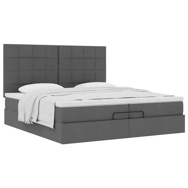 Gossi cadru de pat otoman cu saltele tesatura gri inchis 200x200cm