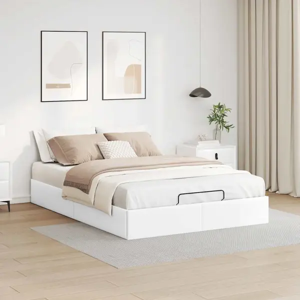 Gossi cadru de pat otoman fara saltea alb 140x200cm piele artificiala