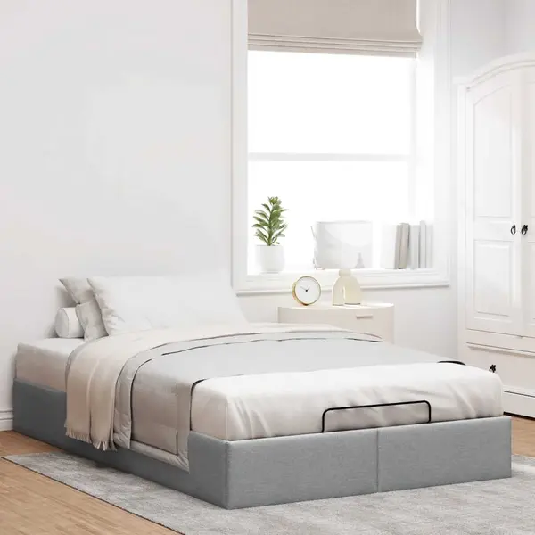 Gossi cadru de pat otoman fara saltea gri deschis 140x190 cm material