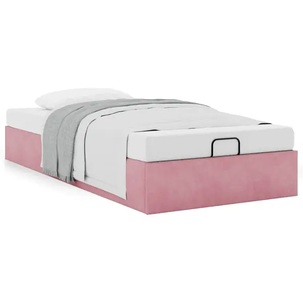 Gossi cadru de pat otoman fara saltea roz 90x200 cm catifea