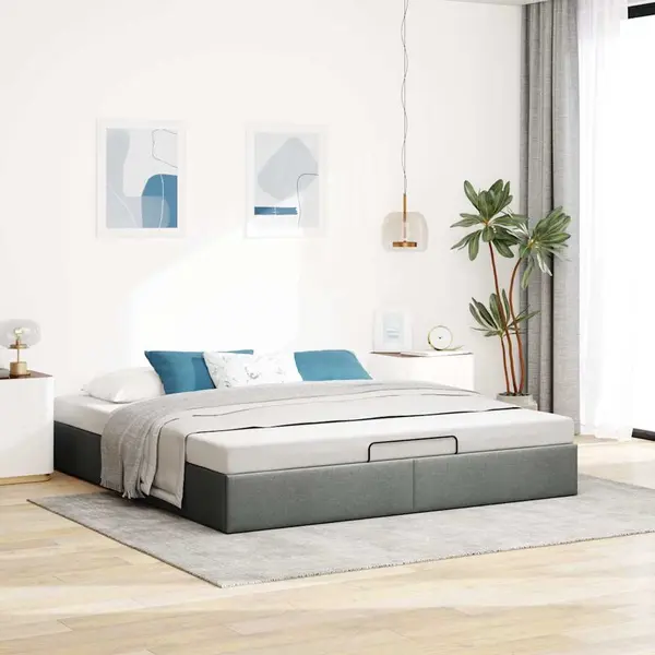Gossi cadru de pat otoman fara saltea tesatura gri inchis 160x200 cm
