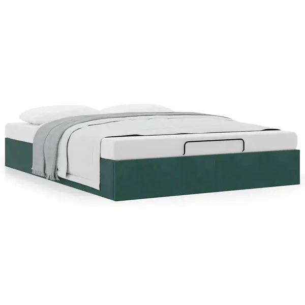 Gossi cadru de pat otoman fara saltea verde inchis 140x200 cm catifea