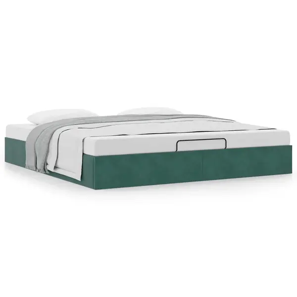 Gossi cadru de pat otoman fara saltea verde inchis 180x200 cm catifea