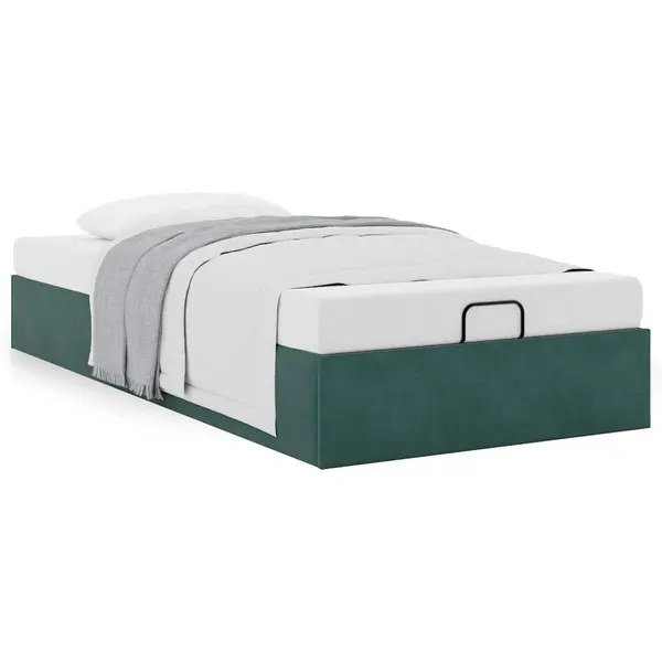 Gossi cadru de pat otoman fara saltea verde inchis 90x200 cm catifea