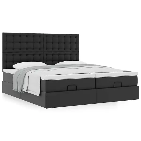 Gossi cadru de pat otoman saltele negru 180x200cm piele artificiala