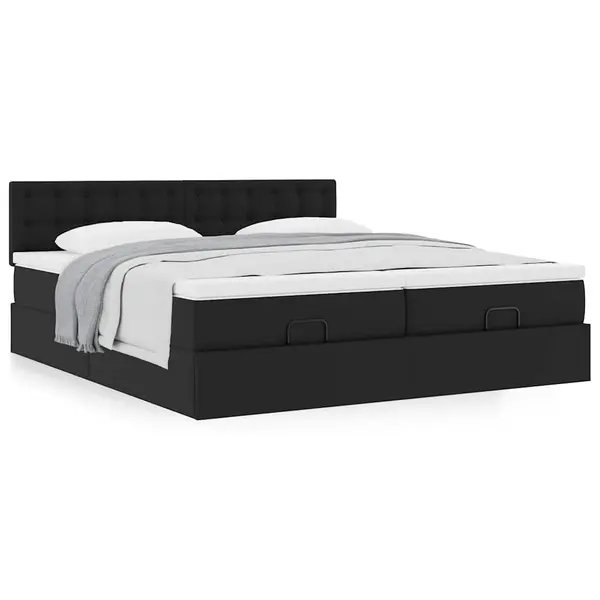 Gossi cadru de pat otoman saltele negru 200x200cm piele artificiala