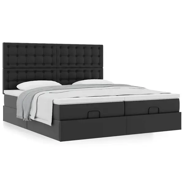 Gossi cadru de pat otoman saltele negru 200x200cm piele artificiala