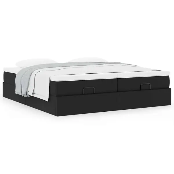 Gossi cadru de pat otoman saltele negru 200x200cm piele artificiala