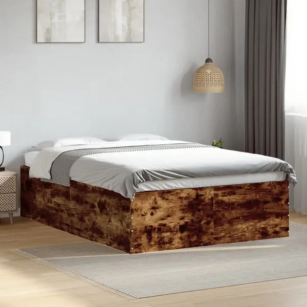 Gossi cadru de pat, stejar afumat, 120x190 cm, lemn prelucrat