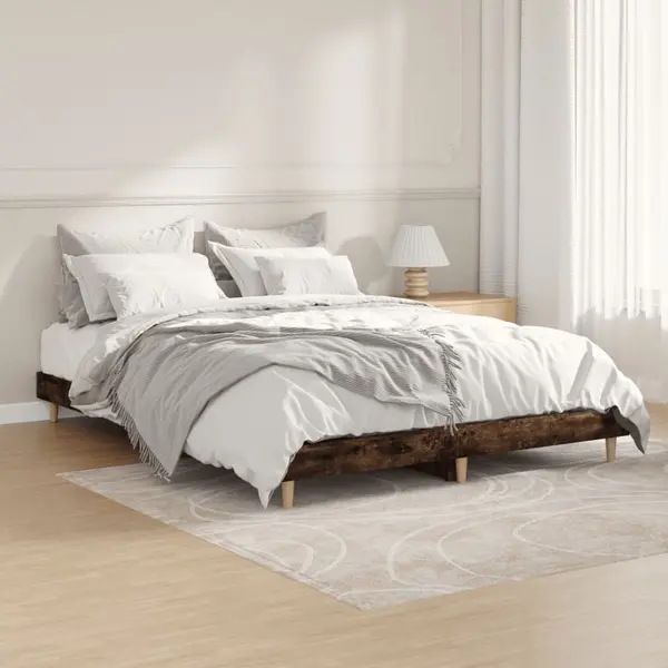 Gossi cadru de pat, stejar afumat, 135x190 cm, lemn prelucrat