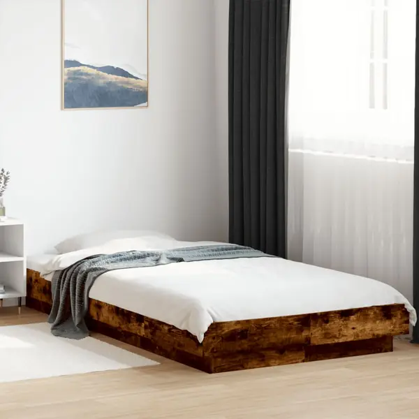 Gossi cadru de pat, stejar fumuriu, 100x200 cm, lemn prelucrat