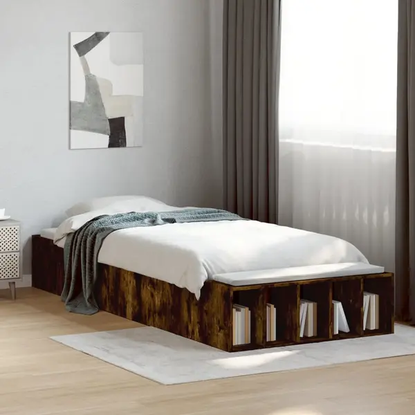 Gossi cadru de pat, stejar fumuriu, 75x190 cm, lemn prelucrat