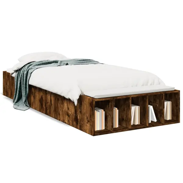 Gossi cadru de pat, stejar fumuriu, 90x190 cm, lemn prelucrat