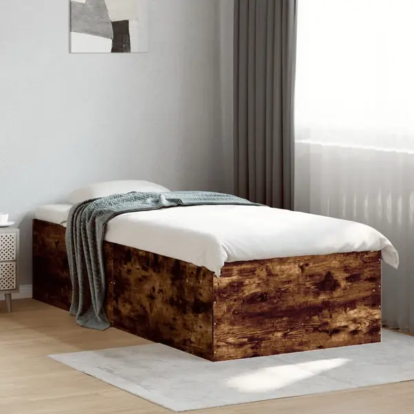 Gossi cadru de pat, stejar fumuriu, 90x190 cm, lemn prelucrat
