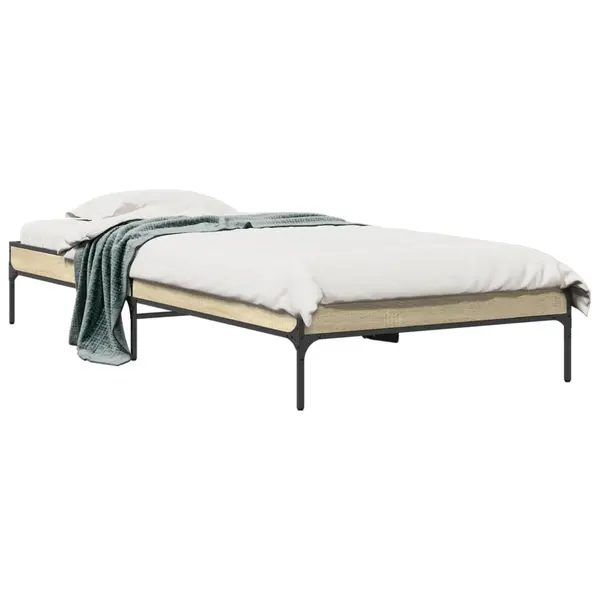 Gossi cadru de pat, stejar sonoma, 100x200cm, lemn prelucrat si metal