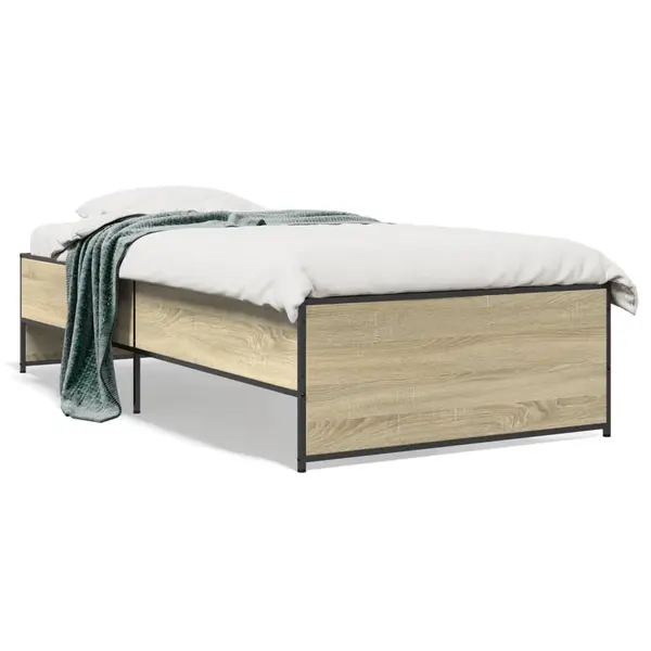 Gossi cadru de pat, stejar sonoma, 100x200cm, lemn prelucrat si metal