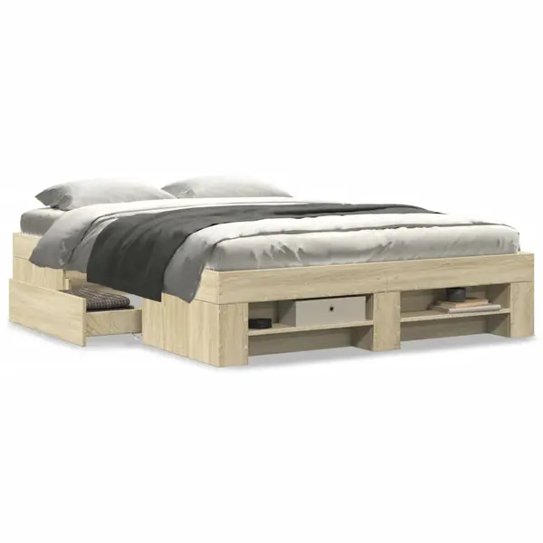 Gossi cadru de pat, stejar sonoma, 135x190 cm, lemn prelucrat