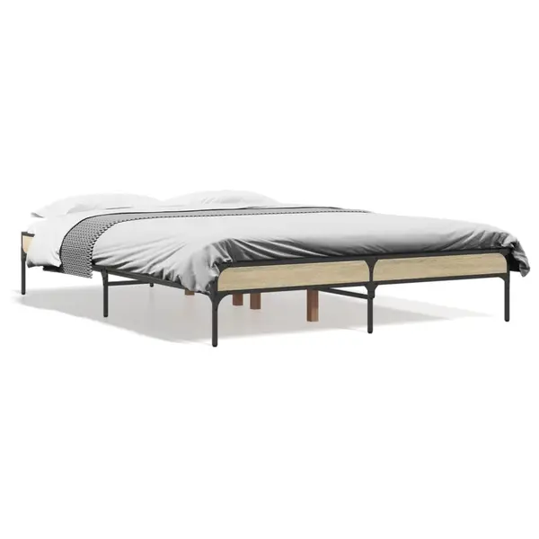 Gossi cadru de pat, stejar sonoma, 140x190cm, lemn prelucrat si metal